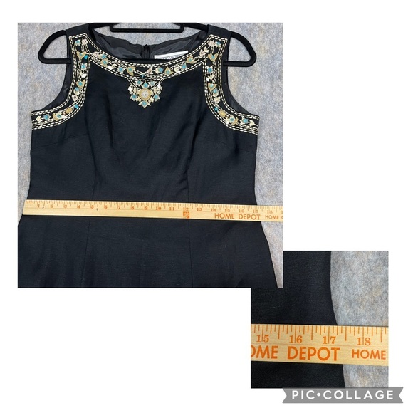 Jessica Howard Black Linen Blend Beaded Embroidered Sleeveless Summer Dress - 10 - Picture 15 of 15